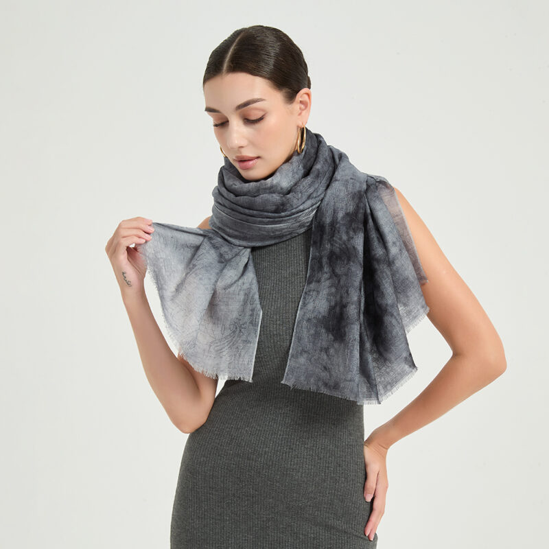 Elia Featherlight Lambswool Scarf Wrap - Dark Grey - Image 4