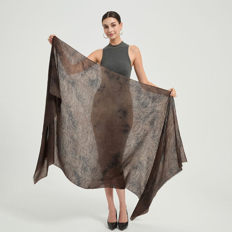Elia Featherlight Lambswool Scarf Wrap - Dark Brown - Image 2