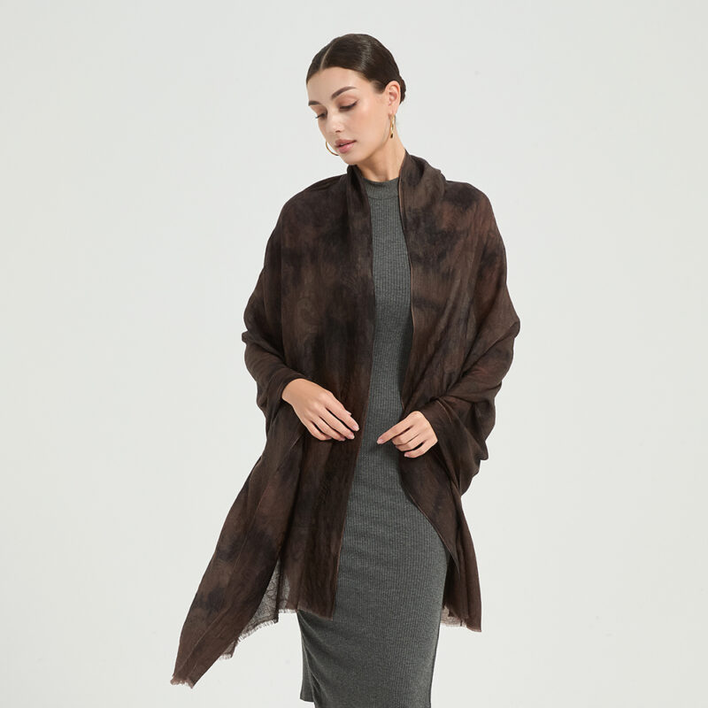 Elia Featherlight Lambswool Scarf Wrap - Dark Brown - Image 4