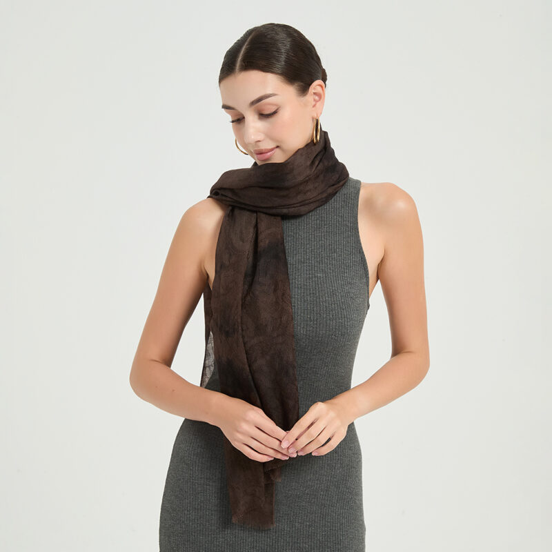 Elia Featherlight Lambswool Scarf Wrap - Dark Brown - Image 3