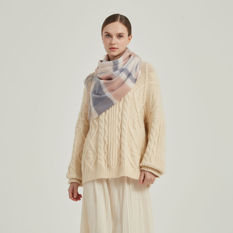 Cora Check Cashmere Scarf - Image 4