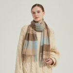 Ember Check Cashmere Scarf - Light Blue