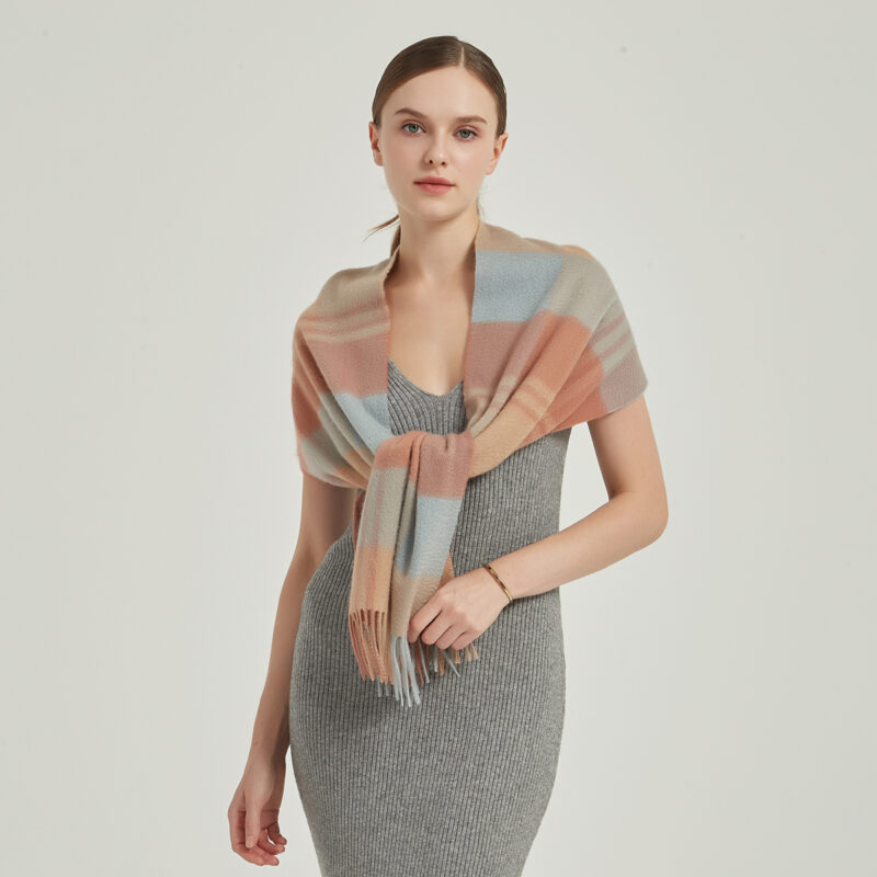 Ember Check Cashmere Scarf - Light Red - Image 3