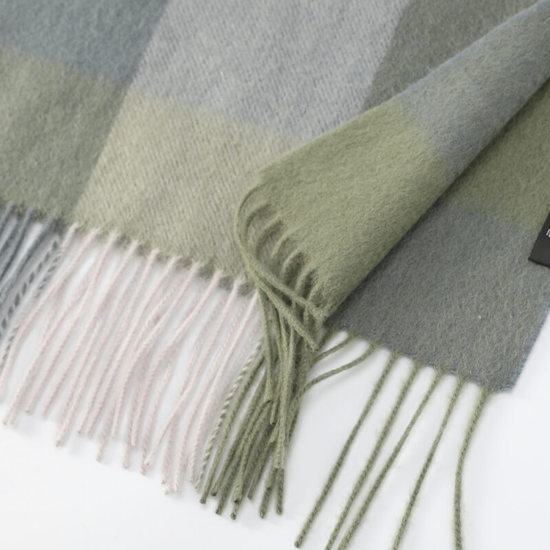Zoya Check Cashmere Scarf - Green - Image 5