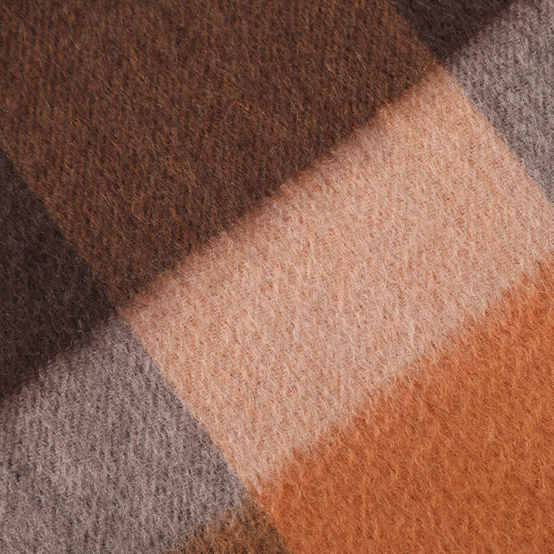 Zoya Check Cashmere Scarf - Tangerine - Image 5