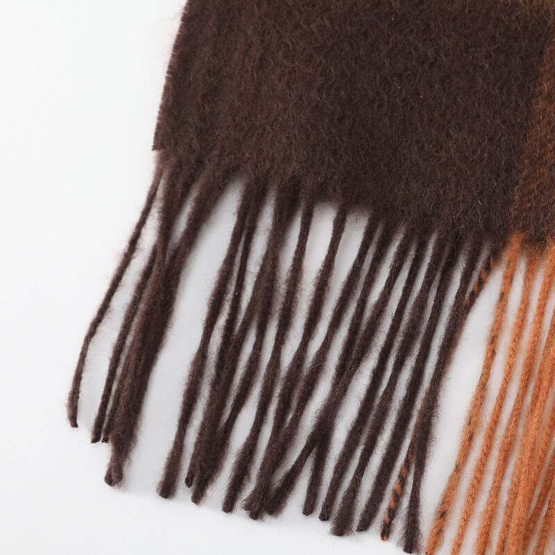 Zoya Check Cashmere Scarf - Tangerine - Image 6
