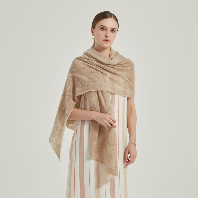Dana Cloudlight Cashmere Scarf Wrap - Beige - Image 3