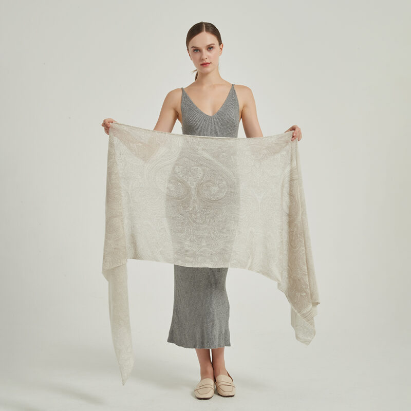 Sciarpa avvolgente in cashmere Dana Cloudlight - Bianco - immagine 2
