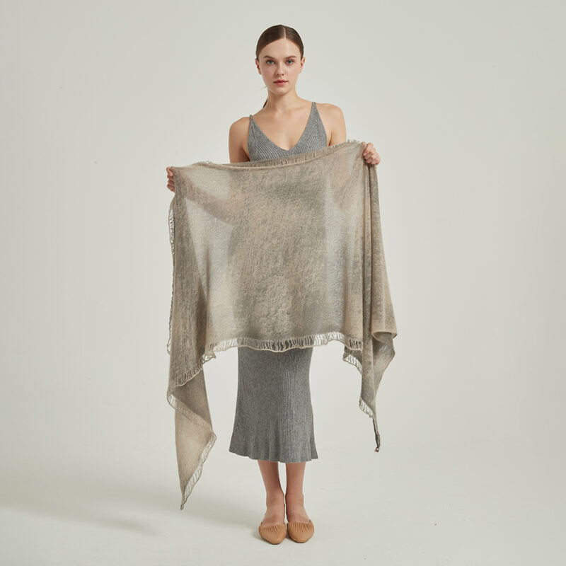 Eileen Cloudlight Cashmere Scarf Wrap - Taupe - Image 2