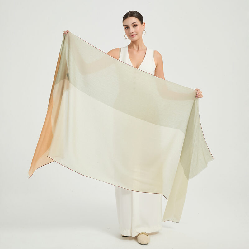 Celia Featherlight Lambswool Scarf Wrap - Laurel Green - Image 2
