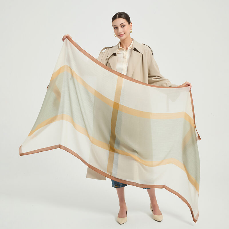 Evie Featherlight Cashmere Scarf Wrap - Green - Image 2
