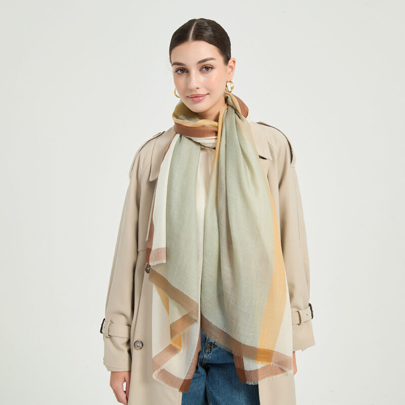 Evie Featherlight Cashmere Scarf Wrap - Green - Image 4