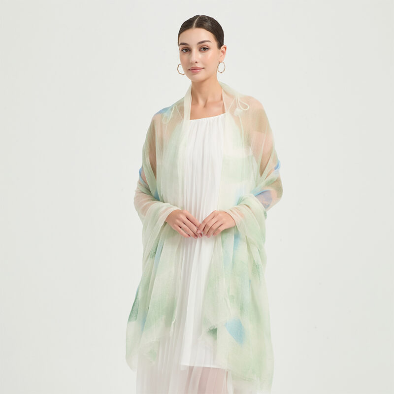 Amira Featherlight Cashmere Scarf Wrap - Mint - Image 3