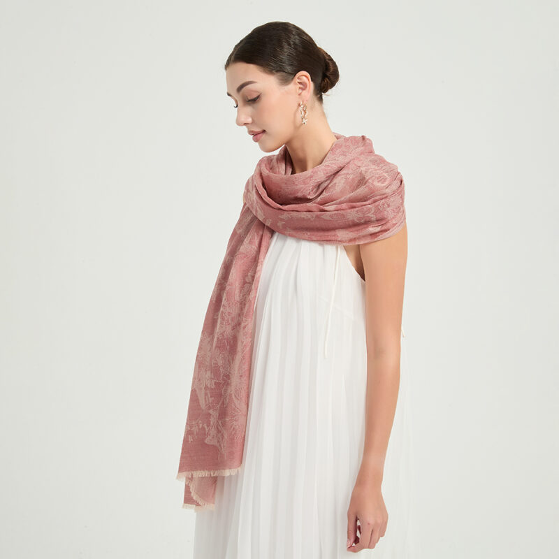 Fiona Featherlight Lambswool Scarf Wrap - Light Red - Image 4