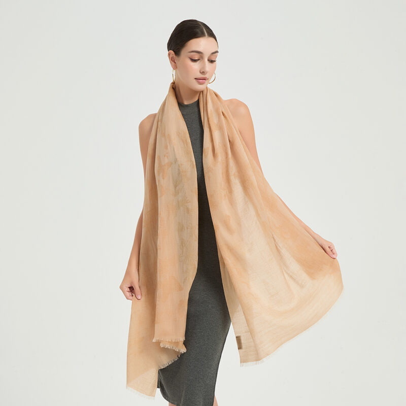Fiona Featherlight Lambswool Scarf Wrap - Camel - Image 4