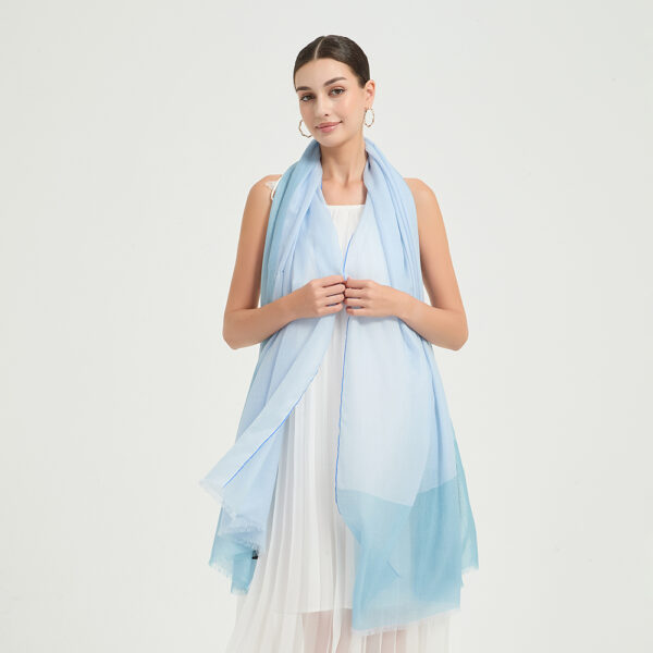Celia Featherlight Lambswool Scarf Wrap - Sky Blue - Image 3