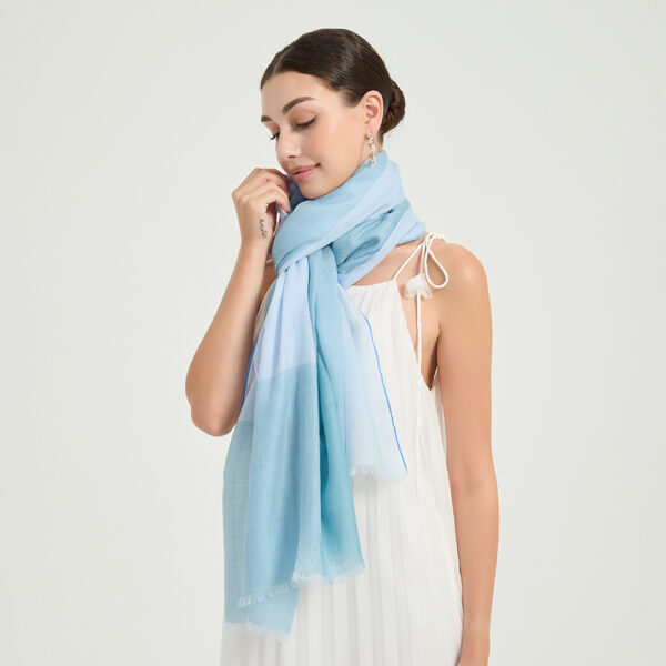 Celia Featherlight Lambswool Scarf Wrap - Sky Blue - Image 4