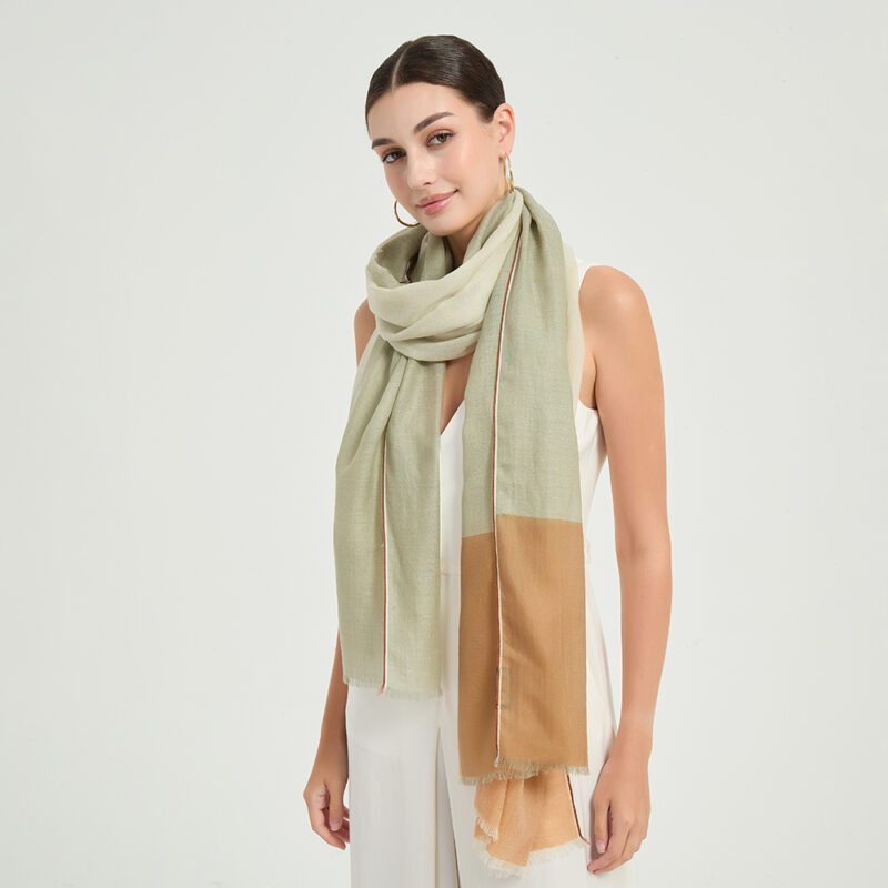 Celia Featherlight Lambswool Scarf Wrap - Laurel Green - Image 4