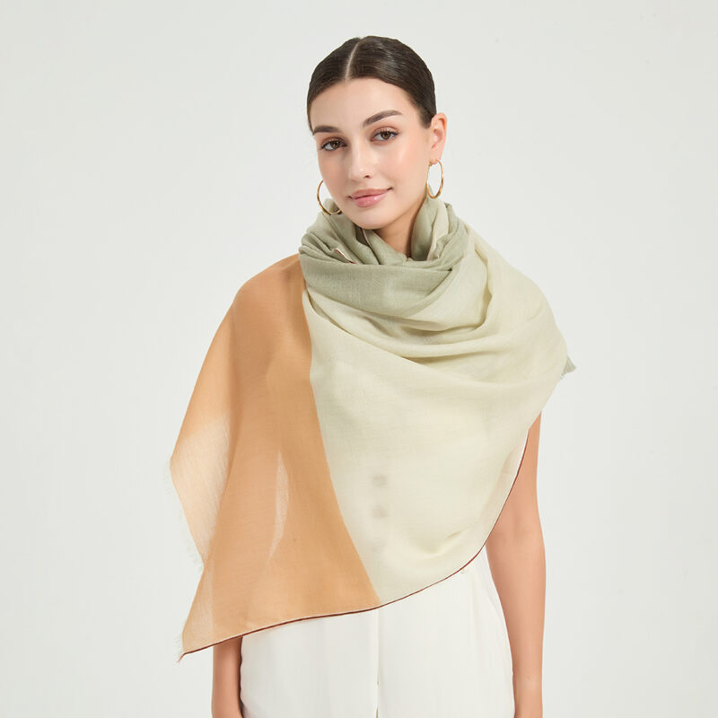 Celia Featherlight Lambswool Scarf Wrap - Laurel Green - Image 3