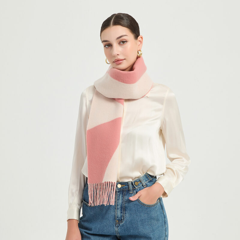 Jules Lambswool Scarf - Coral - Image 4