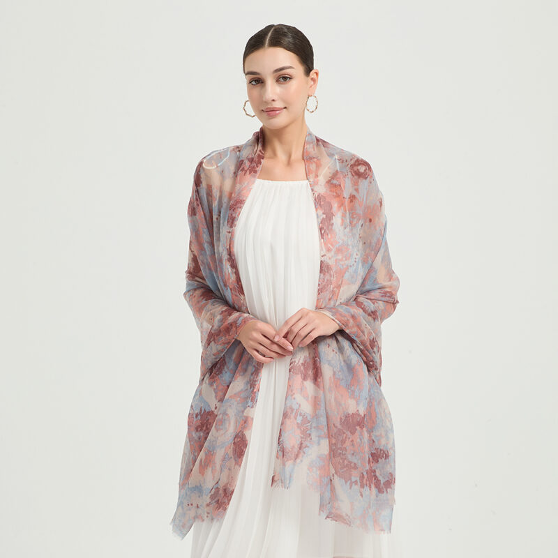 Violet Featherlight Cashmere Scarf Wrap - Light Blue - Image 3