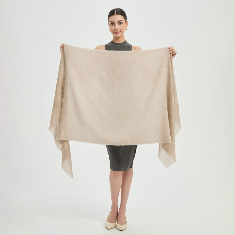 Kamal Featherlight Cashmere Scarf Wrap - Beige - Image 2