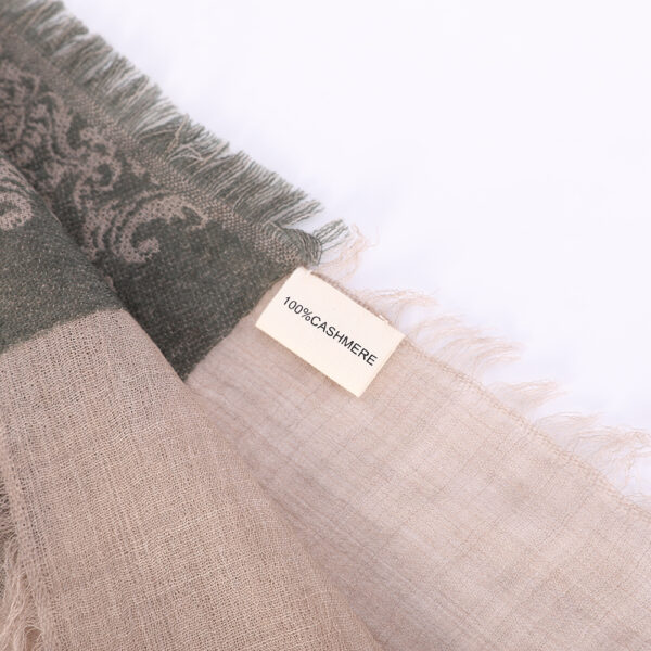 Kamal Featherlight Cashmere Scarf Wrap - Green - Image 7