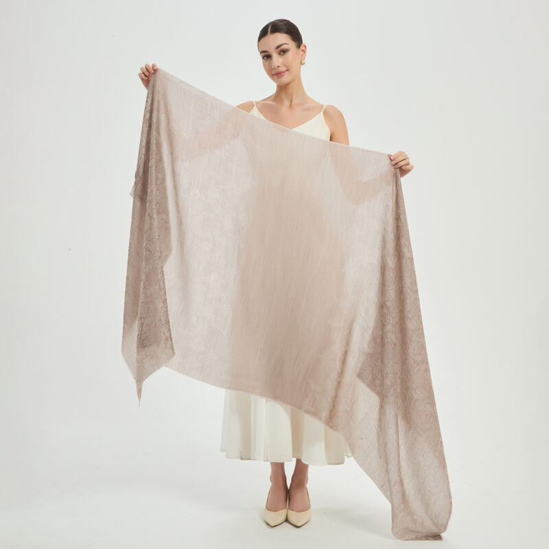 Kaeli Featherlight Cashmere Scarf Wrap - Khaki - Image 2