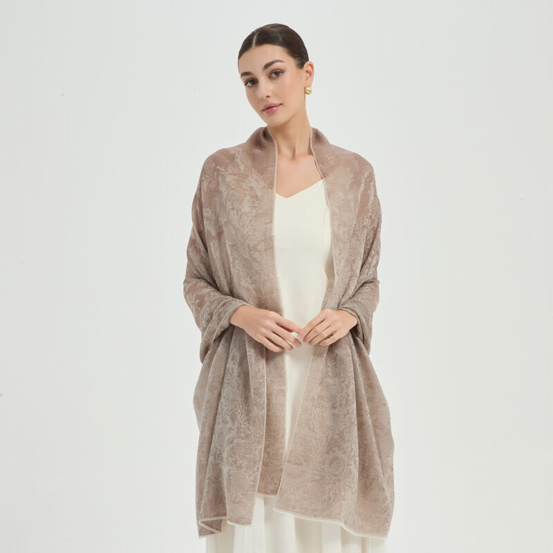 Kaeli Featherlight Cashmere Scarf Wrap - Khaki - Image 3