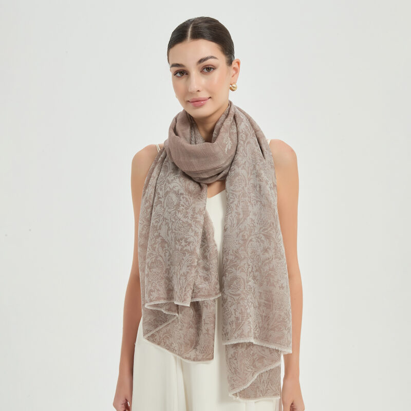 Kaeli Featherlight Cashmere Scarf Wrap - Khaki - Image 4