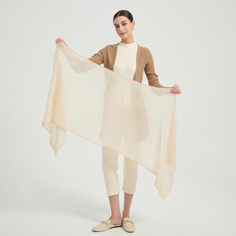 Elora Airweave Cashmere Scarf - Beige - Image 2