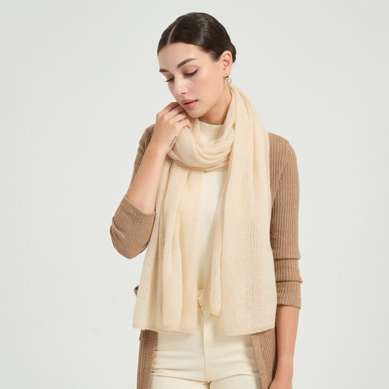 Elora Airweave Cashmere Scarf - Beige - Image 3