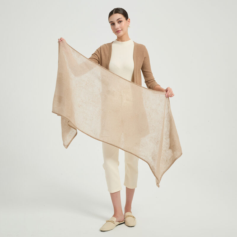 Elora Airweave Cashmere Scarf - Khaki - Image 2