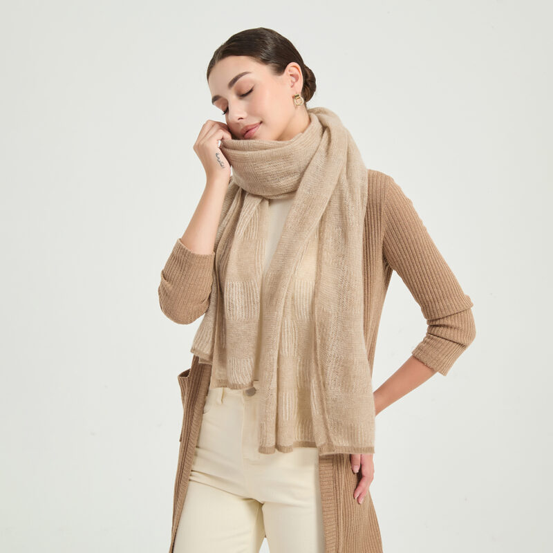 Elora Airweave Cashmere Scarf - Khaki - Image 3