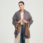 Maya Reversible Featherlight LambsWool Scarf Wrap - Khaki