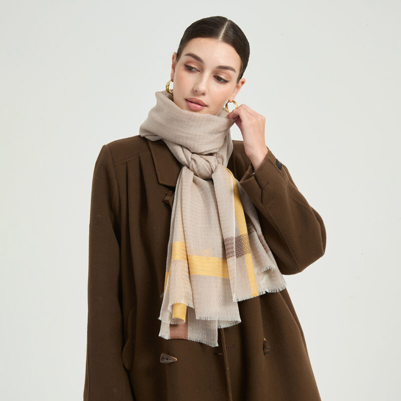 Melina Featherlight Cashmere Scarf Wrap - Almond - Image 4