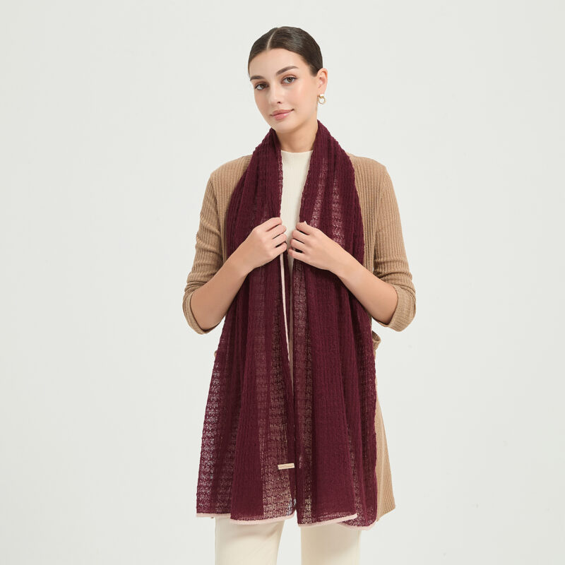 Vella Airweave Cashmere Scarf - Burgundy - Image 3